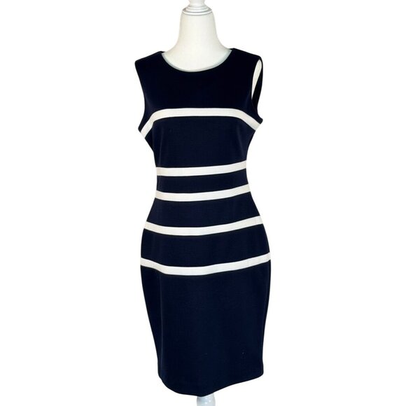 Tommy Hilfiger Dresses & Skirts - Tommy Hilfiger Size M Blue & White Striped Sheath Dress Womens stretch comfort